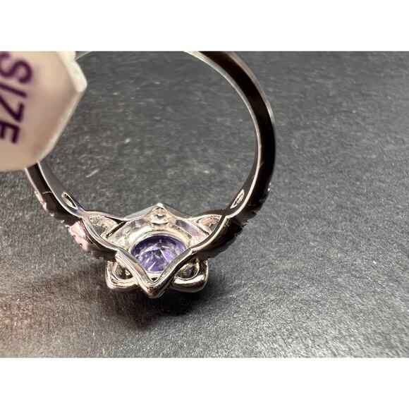 New Bomb Party Sterling Silver Lavender Simulated Amethyst Dinner Ring Sz 9 - Picture 8 of 16